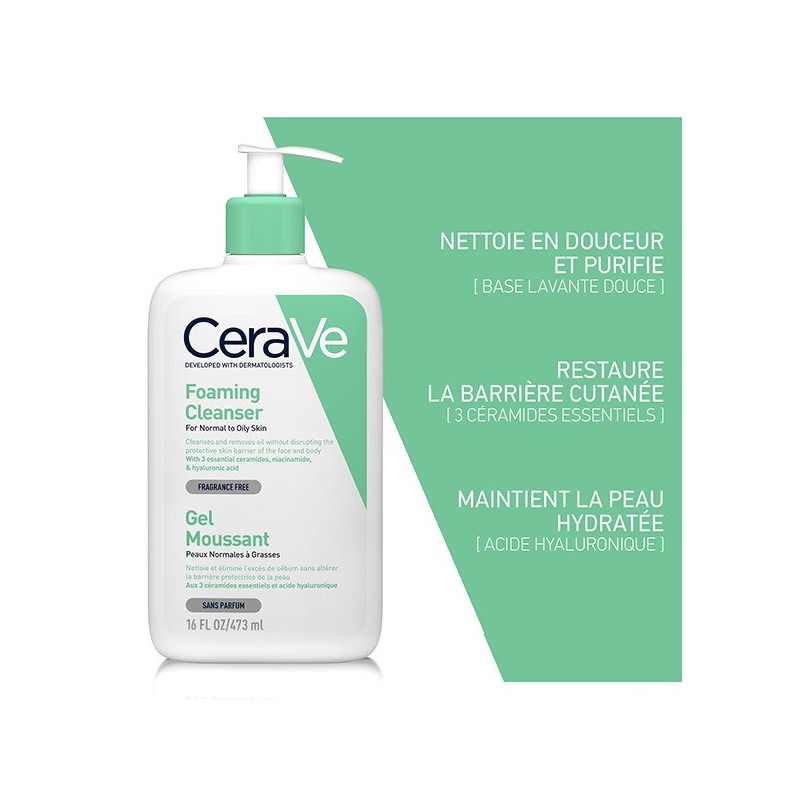 CeraVe Gel Moussant Nettoyant Peau Normale à Grasse | 473ml