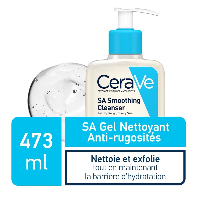 CeraVe SA Gel Nettoyant Anti-Rugosités | Peau Sèche Et Rugueuse | 473ml