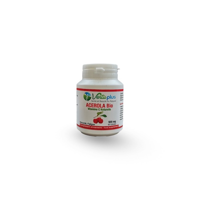 VERTU PLUS ACEROLA BIO VITAMINE C NATURELLE 500 MG 60 GÉLULES